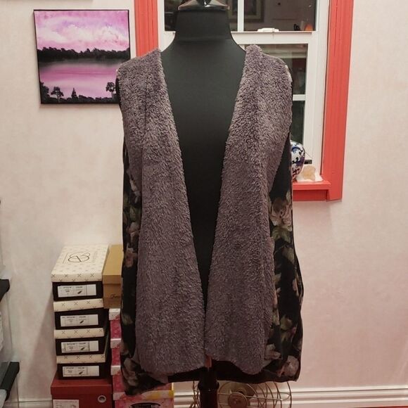 SUPER SOFT Plus sz 14 16 18 20 purple/faux fir/contrast  Vest - Picture 10 of 11